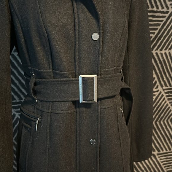 Calvin Klein Long Pleated Pea Coat Size 4 - Picture 4 of 5